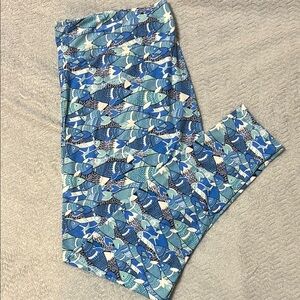 LuLaRoe Blue Fish Print Leggings